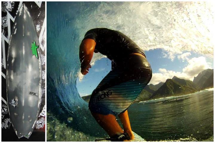 Un peu de chaleur en pleine vague de froid, ça fait pas de mal!! Voilà Kevin, au cœur du barrel de Teahupoo, comme si vous y étiez!! Kevin est en convalescence après une vilaine blessure en surf cet hiver, on espère le revoir très vite sur sa planche…