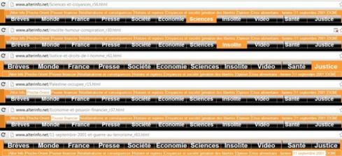Certaines catégories du site ont une URL différente de leur dénomination (cliquez pour agrandir).
