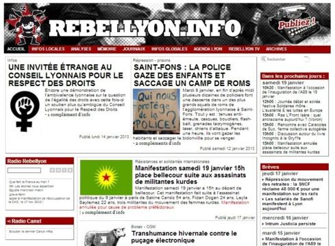La page d'accueil de Rebellyon.info