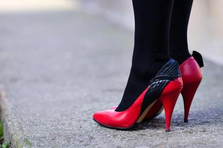 escarpins vintage rouge noir