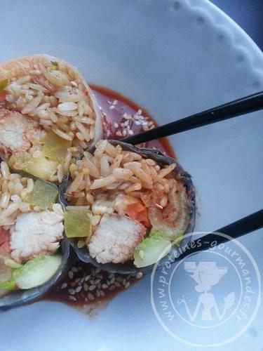 Saveurs coréennes dans un rouleau de printemps, purée pimentée