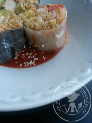 Saveurs coréennes dans un rouleau de printemps, purée pimentée