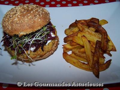 Hamburger végétarien au Chou rouge confit et Graines germées
