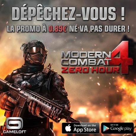 Modern Combat 4 Zero Hour sur iPhone, la GROSSE promo du Week (0.89 €)...