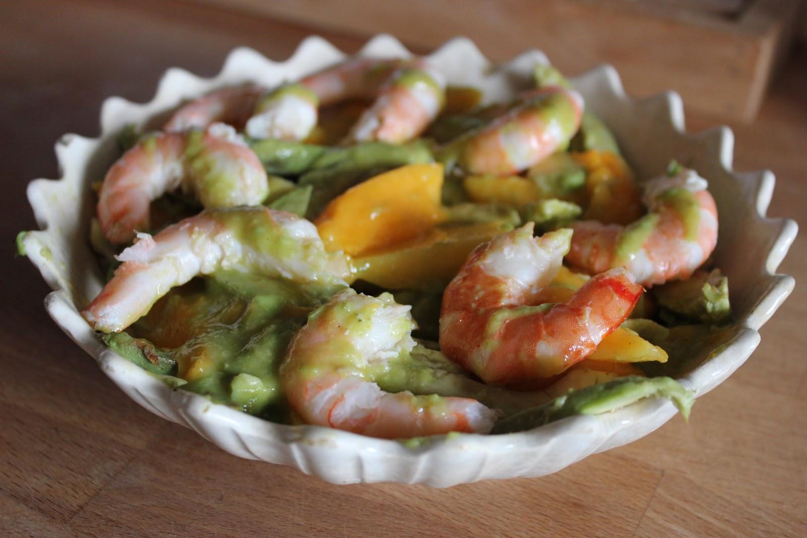 Salade avocat mangue crevettes et sa sauce antigaspi