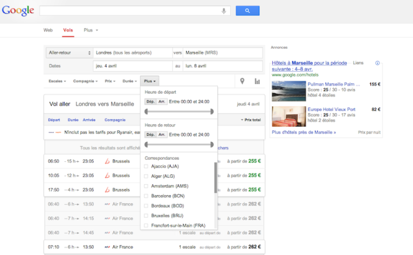 google flight search Google Flight Search disponible sur la France