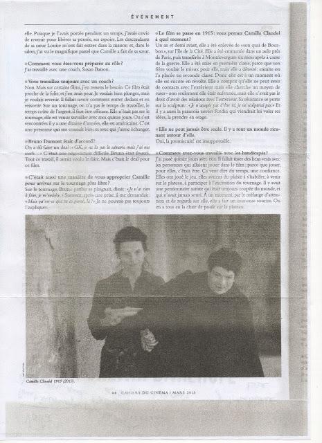 L'autonomie de l'acteur : Juliette Binoche dans Camille Claudel de Bruno Dumont