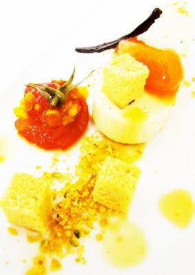 Parfait vanille huile d'olive, financiers huile d'olive et une tomate confite.....