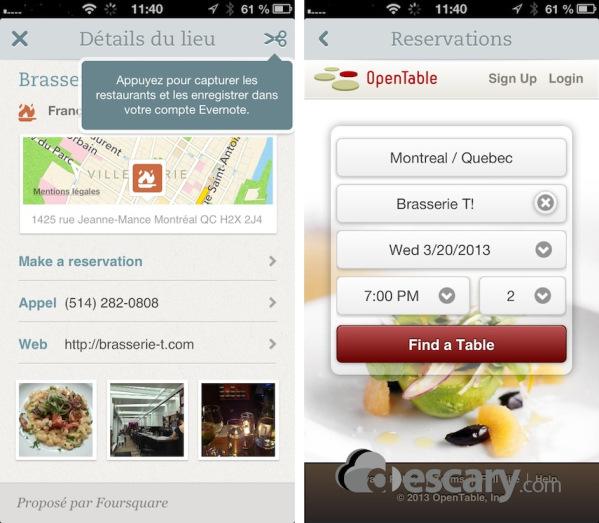 evernote food descary iphone Evernote Food pour iPhone et iPad s’arrime à Open Table [Foodies]