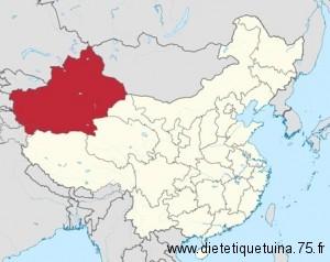 Carte de la province du Xinjiang