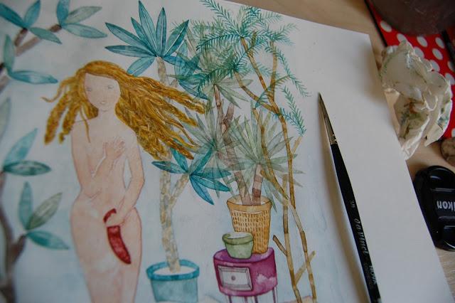 cheveux blonds et végétation