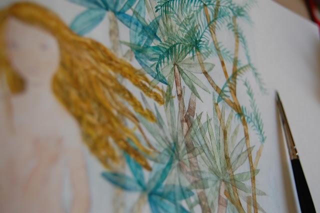 cheveux blonds et végétation