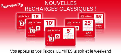 Les appels et les textos en illimités le soir et le week-end pour l’ensemble des recharges prépayées SFR