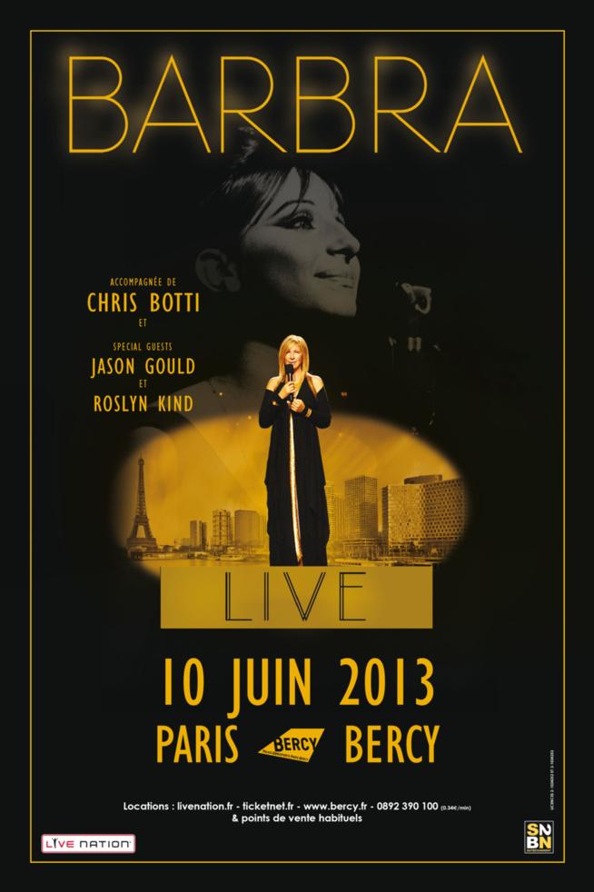 Barbra Streisand En concert à Paris Bercy le 10 Juin