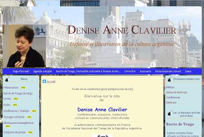Mise en ligne de mon site Internet, www.denise-anne-clavilier.fr [Agenda de Barrio de Tango]