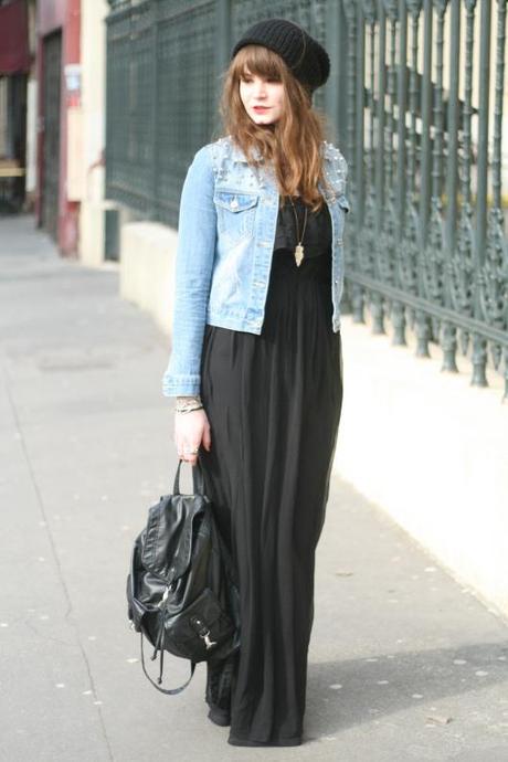look robe longue veste jean