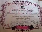 Certificat de mariage Gay célébré par Frigide Barjot