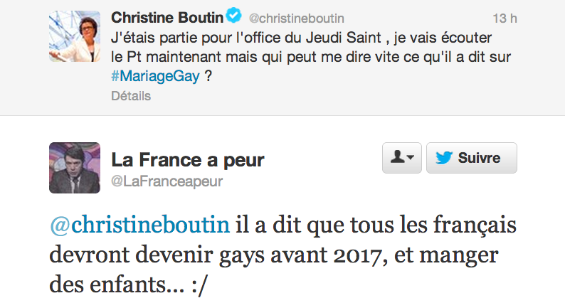 Christine Boutin demande un résumé de l'interview du Président