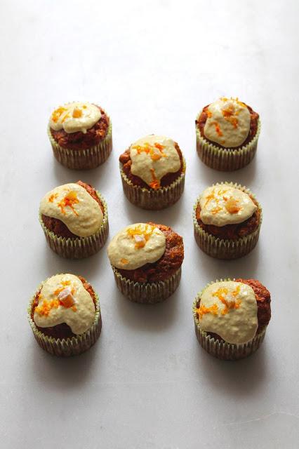 muffins à la carotte, glaçage orange