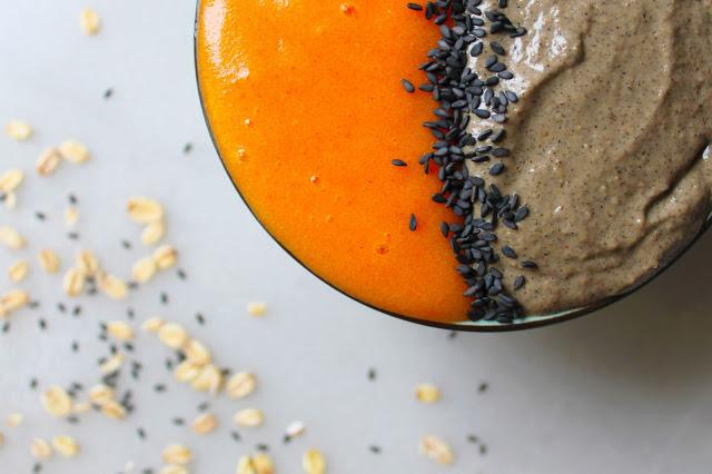 porridge avoine sésame noir coulis kaki