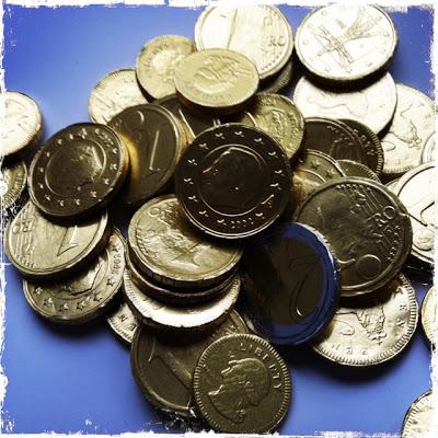 Les pièces en chocolat...