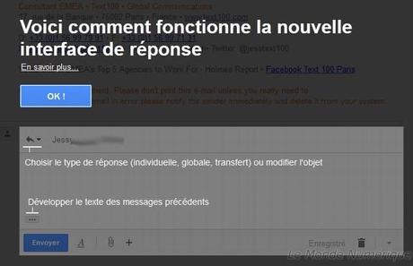 Nouvelle interface de rédaction d’emails sous Gmail