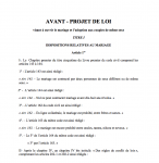 Avant projet de loi sur la mariage pour tous