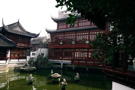 yu garden-shanghai-chine-vieille ville chinoise-fleurs-cerisiers-roses-jardin-zen