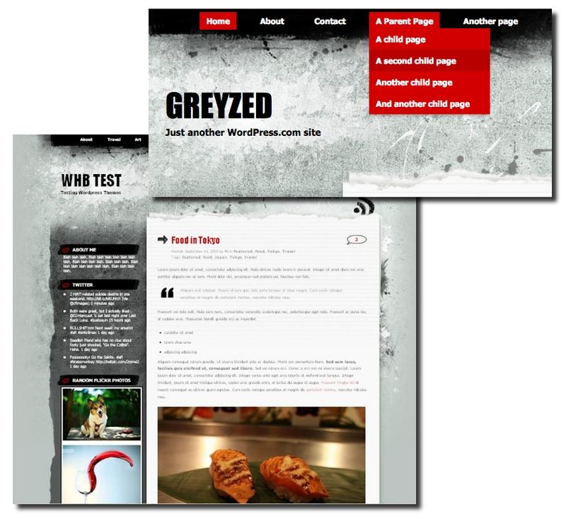 captures du theme wordpress greyzed