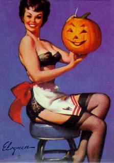 pin up femme brune citrouille