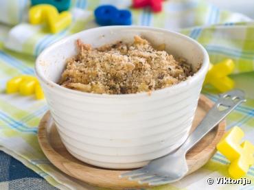 Recette bio naturéO pour bébé : crumble de pommes de terre, poireau et poulet
