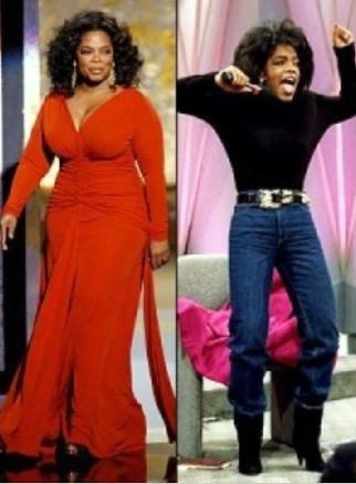 Oprah Winfrey (jeune) : (avant - après ?) chirurgie ou pas chirurgie ? Ce qui est sûr c'est qu'elle a fait le yoyo avec son poids au cours de sa carrière.
