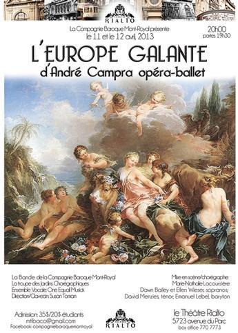L’Europe galante d’André Campra par la Compagnie baroque Mont-Royal