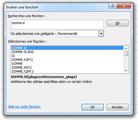 Insérer une fonction somme si