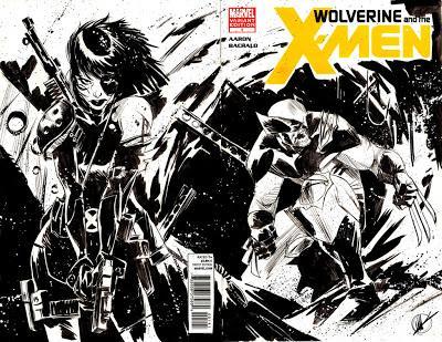 Matteo Scalera, Domino, Wolverine, blank cover, Wolverine and the X-Men #1, Marvel, Sketch, commission