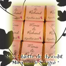 Mini tablette de chocolat «  Marquise de Sévigné » personnalisée pour votre mariage !