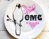 Singing Bird OMG - Hand Drawn Plate