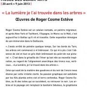 Exposition « La lumière, je l’ai trouvée dans les arbres » œuvres de Roger Cosme Estève au Musée des Beaux-Arts de Gaillac