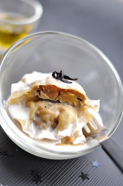 Recettes menu de Fête #1: Ravioles de foie gras, crème à la truffe