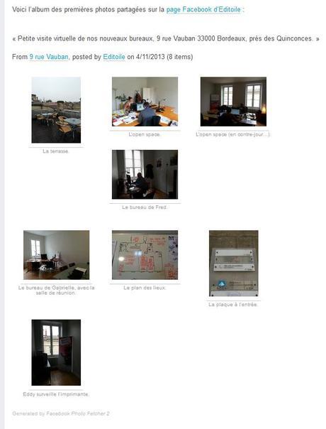 Facebook Photo Fetcher Publier un album photos sur un blog avec Facebook Photo Fetcher