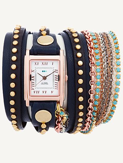 Navy Gold Bali - Rose Gold Case with Turquoise Crystal Chai