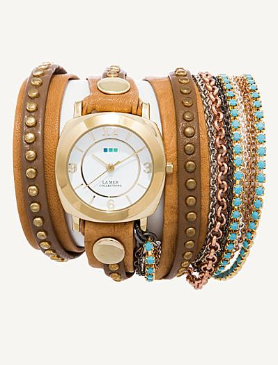 Camel Gold Bali Gold Odyssey Turquoise Crystal Wrap Montre