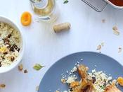 Poulet rôti beurre paprika citron, semoule fruits secs