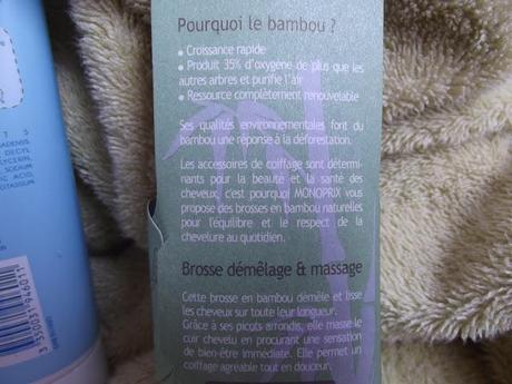 Shampoing naturel et brosse en bambou, le bio by Monoprix.