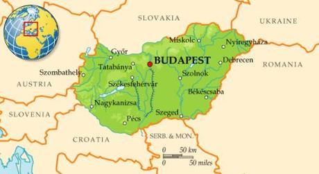 Carte de la Hongrie en Europe centrale