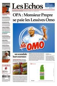 A la Une, à la deux ! A Les-Echos-Une-mrPropre-Omo-e1366738667143