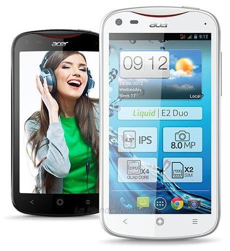 Smartphone Acer Liquid E2 Duo, quad core et écran de 4,5 pouces à prix attractif