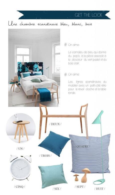 Get the look | Une chambre scandi en bleu, blanc, bois get the look kaki et violet