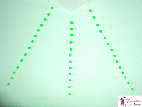 Positionnement des perles sur le tee-shirt | Kustom Couture