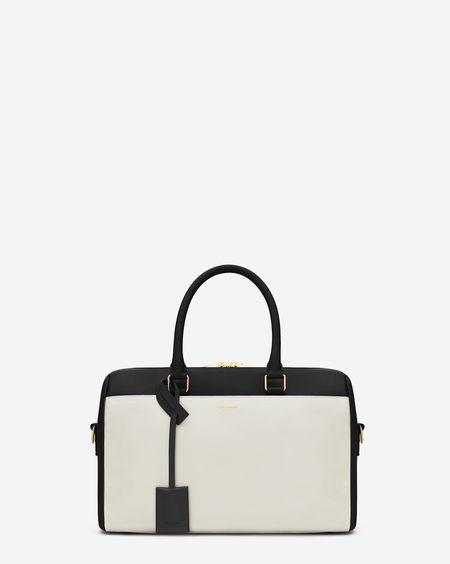 Sac Duffle 6 en cuir noir et blanc colombe